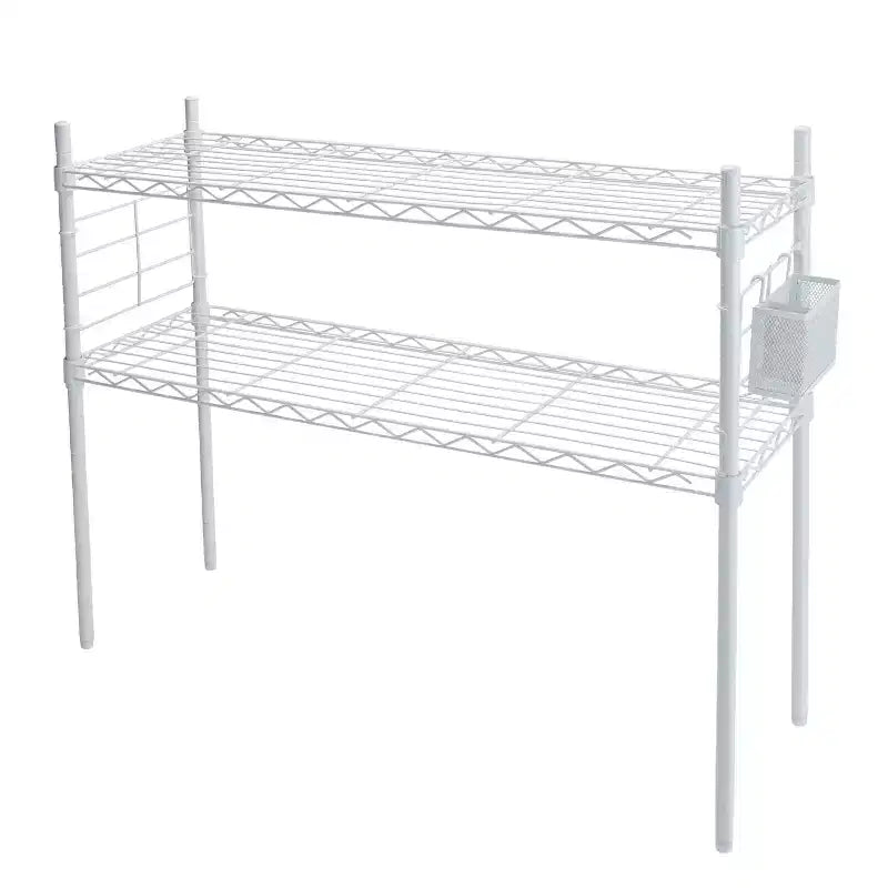 Organize It All Steel Etagere Adjustable Shelf White: 2-Shelf Vertical Bookshelf, Steel Frame, 36" Height, 12" Depth
