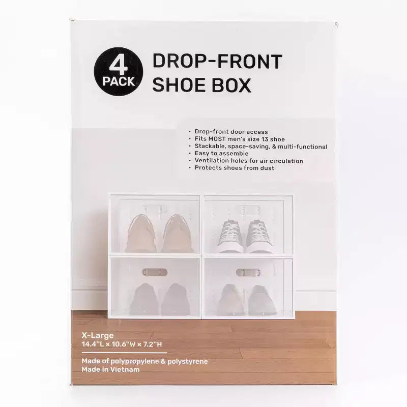 Lot de 4 boîtes de rangement XL pour chaussures