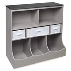Badger Basket Combo Bin Storage Unit with Three Basket Woodgrain/Gray