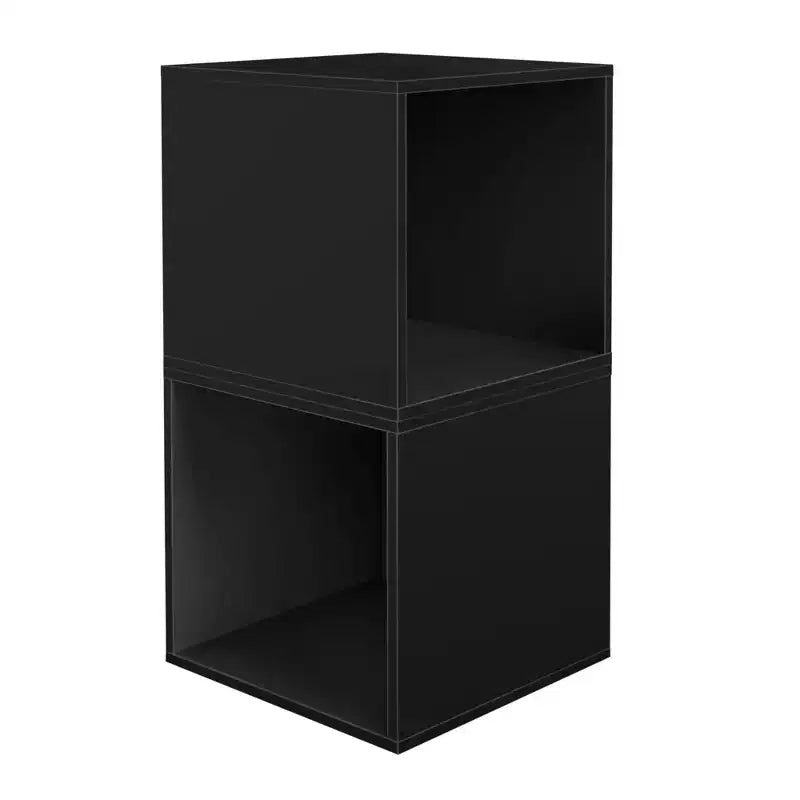 Niche 2pk Cubo Étagère bibliothèque empilable en bois, organisateur de rangement, cube noir ébène