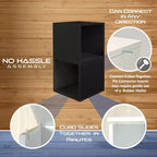 Niche 2pk Cubo Étagère bibliothèque empilable en bois, organisateur de rangement, cube noir ébène