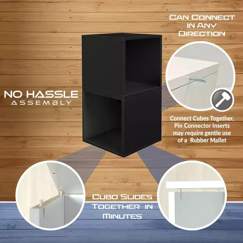 Niche 2pk Cubo Étagère bibliothèque empilable en bois, organisateur de rangement, cube noir ébène