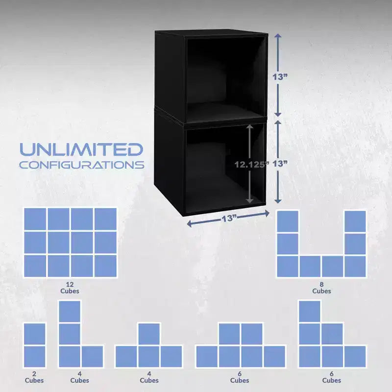 Niche 2pk Cubo Étagère bibliothèque empilable en bois, organisateur de rangement, cube noir ébène