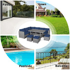 Ensemble de salle à manger Costway 7 pièces en rotin pour terrasse, canapé sectionnel et pouf - Voir détails