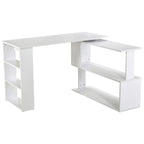 Bureau d'angle en L rotatif à 360° HOMCOM : Blanc, avec étagères de rangement