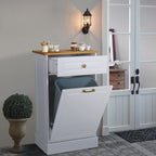 Meuble de Rangement en Bois pour Poubelle de Cuisine avec Dessus de Comptoir et Tiroir