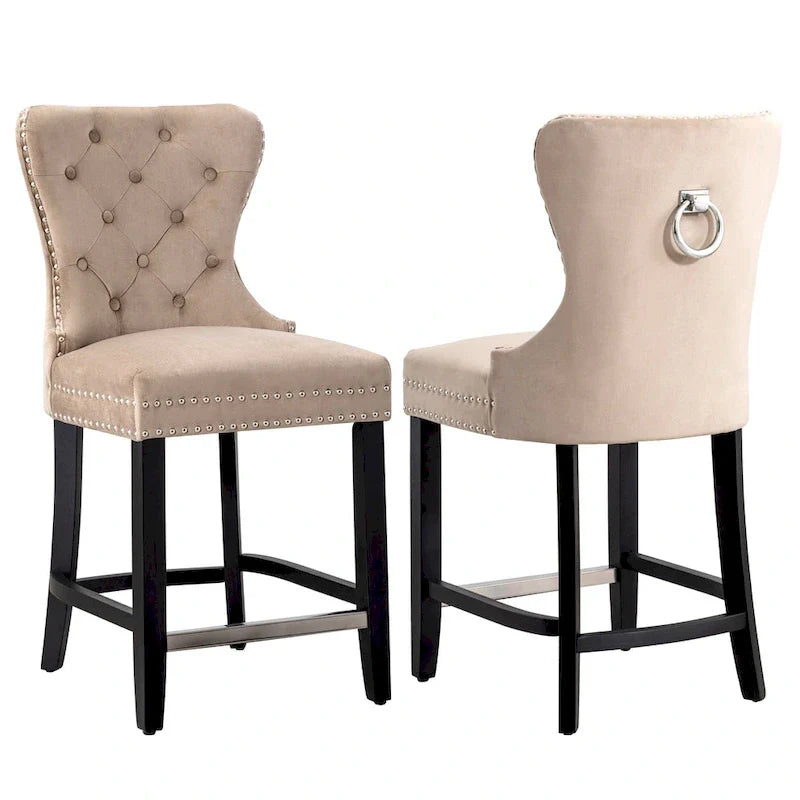 Tabouret de comptoir Carter 24 Wingback Tufted Nailhead (lot de 2)