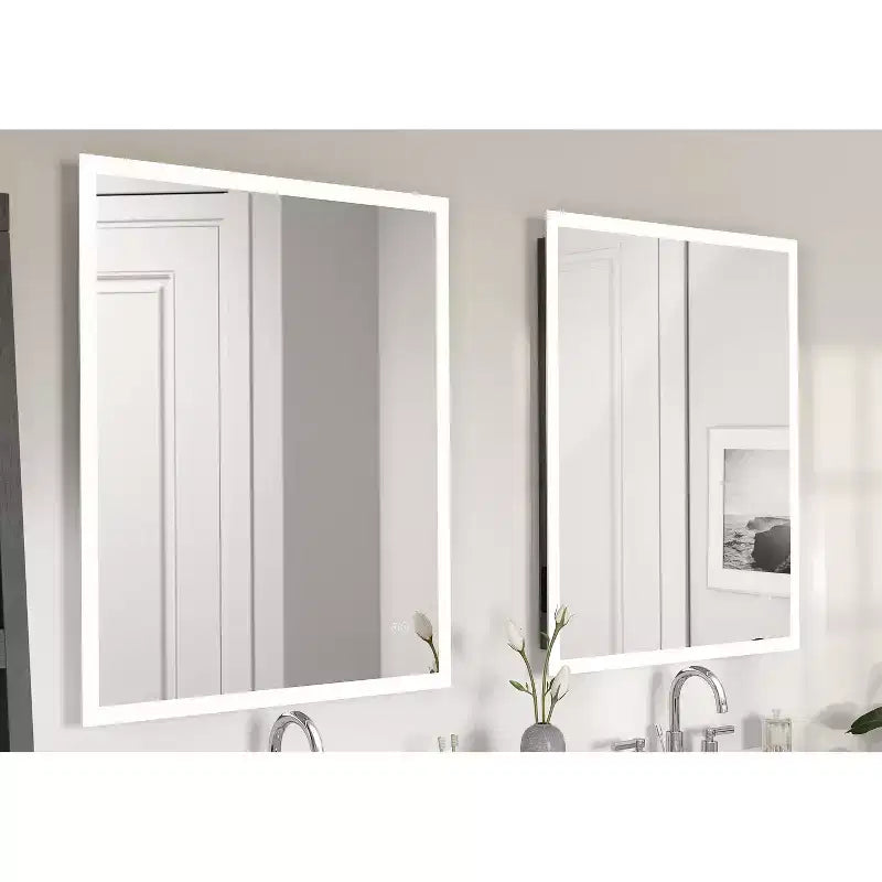 30"x36" Premium Lumen Single LED Wall Mirror with Bluetooth Speakers - Home NetWerks: Smart Audio Bathroom Vanity Accessory
