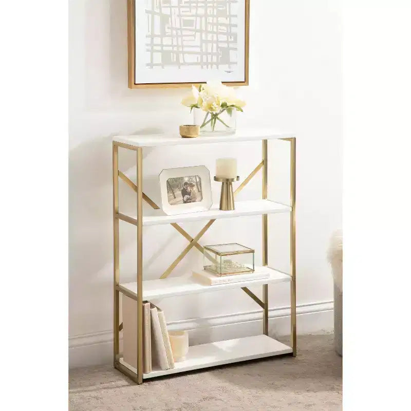 Kate & Laurel All Things Decor Étagère murale Ascott à 4 niveaux blanc 24"x32"x8" : Style glamour luxueux, cadre en plastique