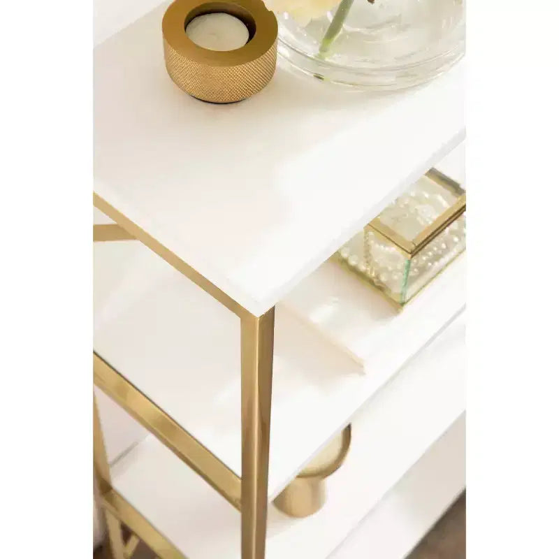 Kate & Laurel All Things Decor Étagère murale Ascott à 4 niveaux blanc 24"x32"x8" : Style glamour luxueux, cadre en plastique