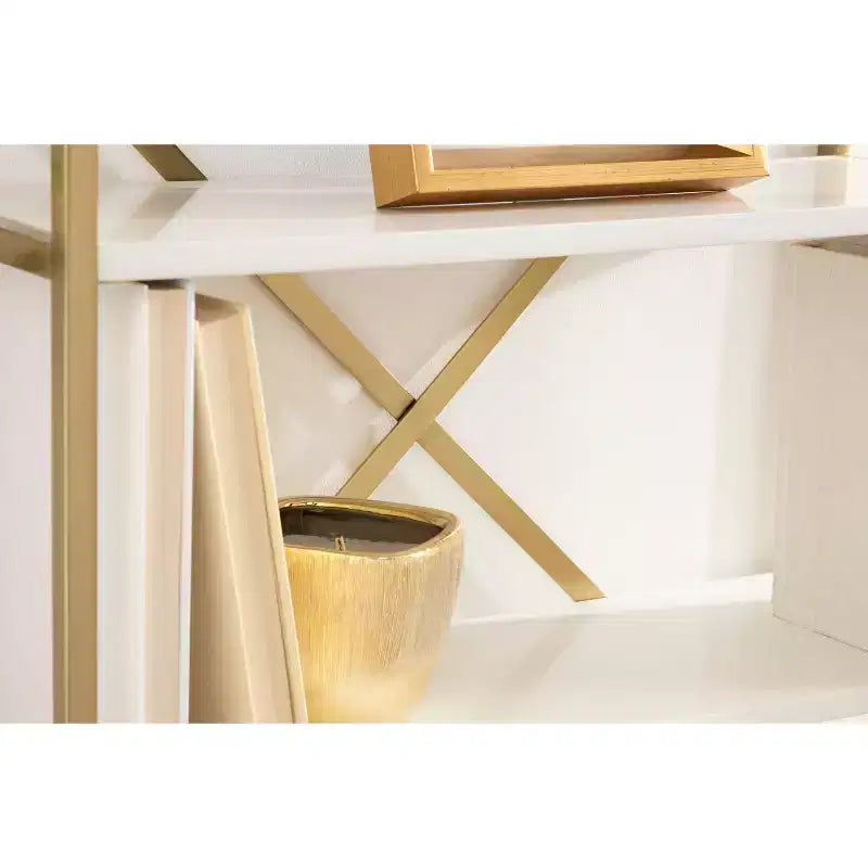 Kate & Laurel All Things Decor Étagère murale Ascott à 4 niveaux blanc 24"x32"x8" : Style glamour luxueux, cadre en plastique