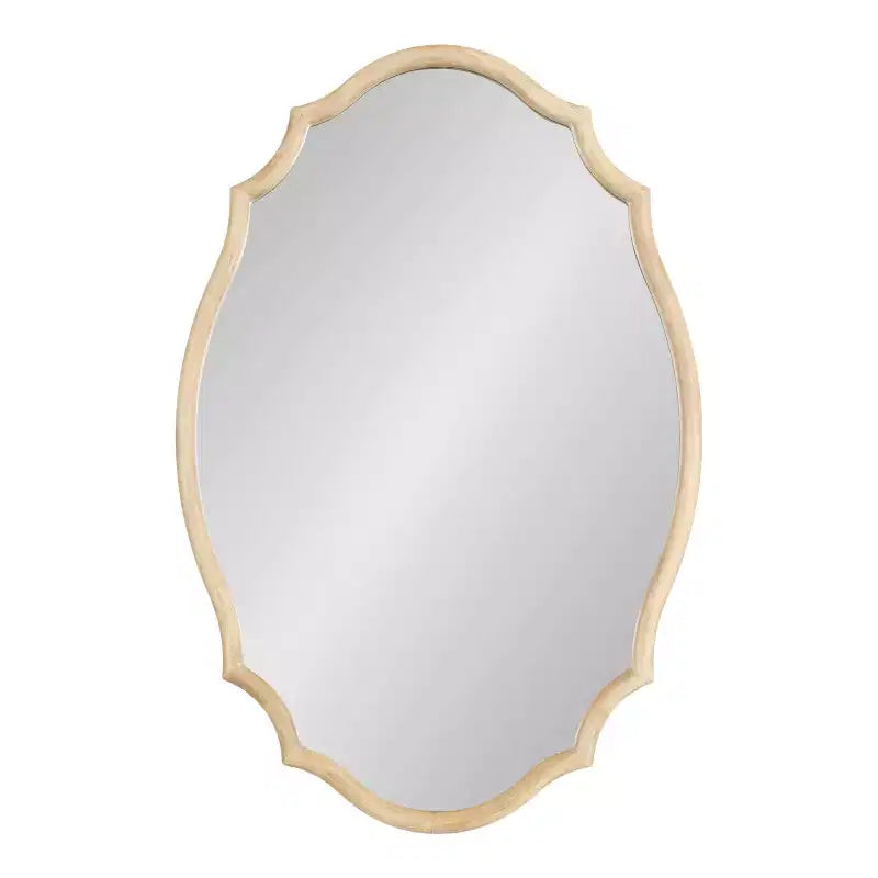 Kate & Laurel All Things Decor 24"x36" Leanna Wood Scalloped Oval Mirror Natural