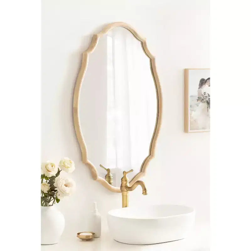 Kate & Laurel All Things Decor Miroir ovale festonné en bois naturel Leanna 24 x 36 po