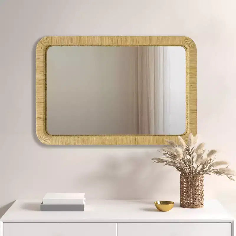Miroir mural rectangulaire en rotin naturel Nova - Ink+Ivy