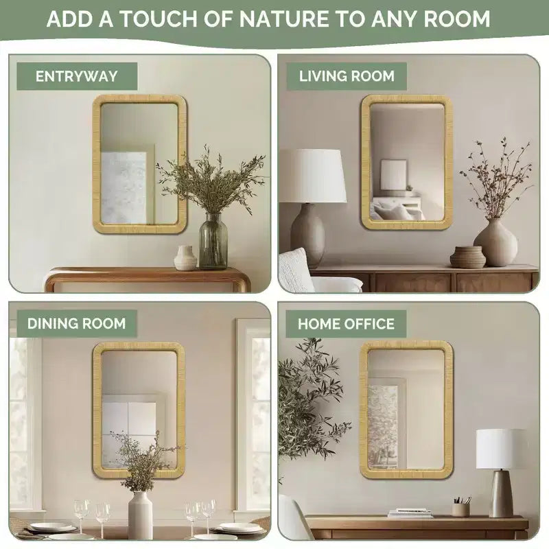 Miroir mural rectangulaire en rotin naturel Nova - Ink+Ivy