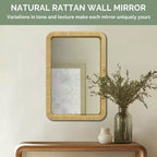 Miroir mural rectangulaire en rotin naturel Nova - Ink+Ivy