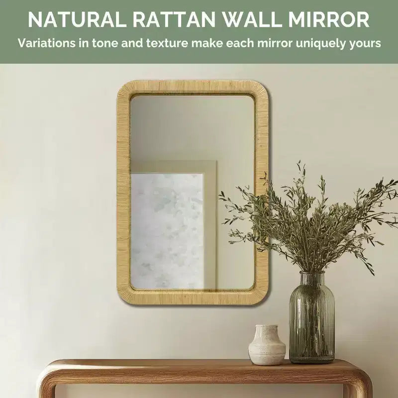 Miroir mural rectangulaire en rotin naturel Nova - Ink+Ivy