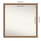 Miroir mural en bois de 71 cm x 71 cm, bronze antique, non biseauté - Amanti Art