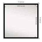 Miroir mural de salle de bain 28" x 28" sans biseau noir jais - Amanti Art : Cadre carré moderne en polystyrène, quincaillerie de montage incluse