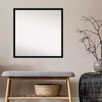 Miroir mural de salle de bain 28" x 28" sans biseau noir jais - Amanti Art : Cadre carré moderne en polystyrène, quincaillerie de montage incluse