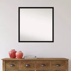 Miroir mural de salle de bain 28" x 28" sans biseau noir jais - Amanti Art : Cadre carré moderne en polystyrène, quincaillerie de montage incluse