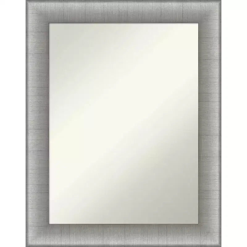 23" x 29" Elegant Bathroom Wall Mirror Brushed Pewter - Amanti Art: Modern Rectangle, Wall Mount