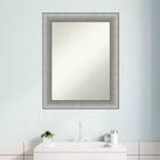 Miroir mural élégant 23 po x 29 po pour salle de bain, étain brossé - Amanti Art : Rectangulaire moderne, fixation murale