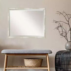 Miroir mural étroit encadré en métal craquelé argenté 30" x 24" - Amanti Art : Biseauté, Cadre en polystyrène, Aucun assemblage requis