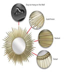 Miroir mural Sunburst 24" doré - Infinity Instruments : Moderne, sans assemblage, cadre en plastique moulé
