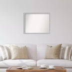Miroir mural étroit Grace 30" x 24" sans biseau en nickel brossé - Amanti Art : Rectangle moderne, cadre en polystyrène