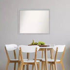 Miroir mural étroit Grace 30" x 24" sans biseau en nickel brossé - Amanti Art : Rectangle moderne, cadre en polystyrène