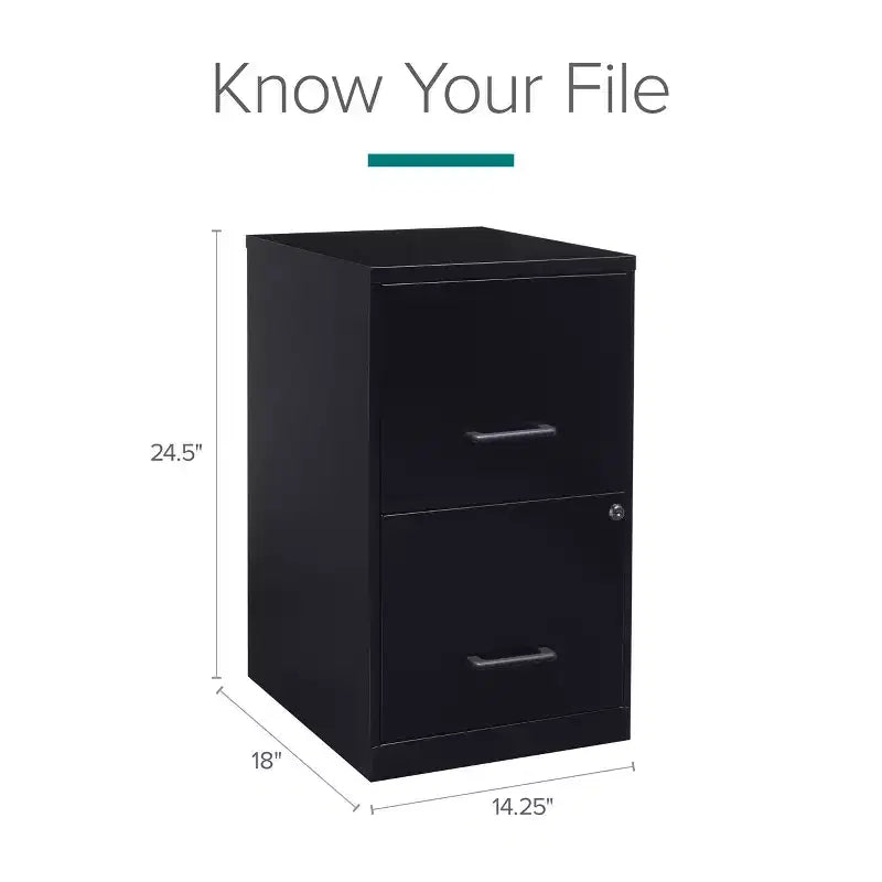 Solutions d'espace Classeur vertical à 2 tiroirs de 45,7 cm de profondeur, format Lettre, Noir : Rangement de bureau en acier, aucun assemblage requis