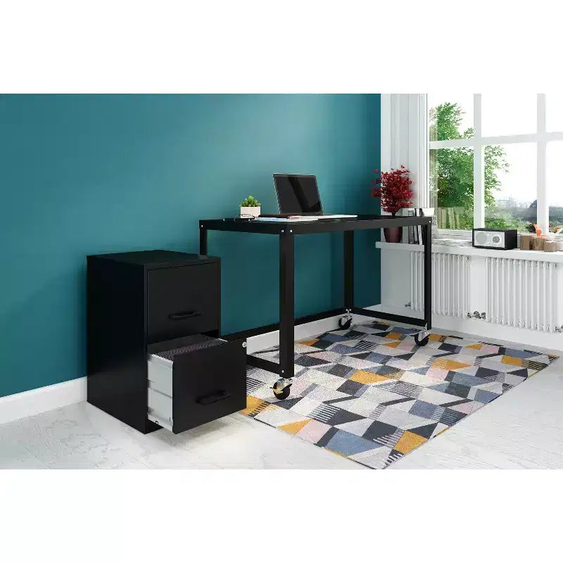 Solutions d'espace Classeur vertical à 2 tiroirs de 45,7 cm de profondeur, format Lettre, Noir : Rangement de bureau en acier, aucun assemblage requis