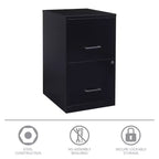 Solutions d'espace Classeur vertical à 2 tiroirs de 45,7 cm de profondeur, format Lettre, Noir : Rangement de bureau en acier, aucun assemblage requis