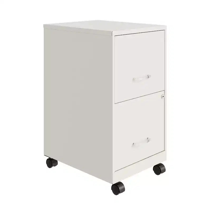 Space Solutions 18" Deep 2 Drawer Mobile Letter Width Vertical File Cabinet Pearl White