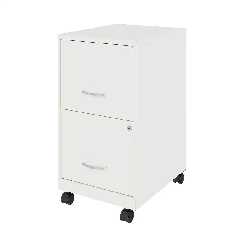 Solutions de rangement Meuble de classement vertical mobile à 2 tiroirs de 45,7 cm de profondeur et de largeur courrier Blanc perle