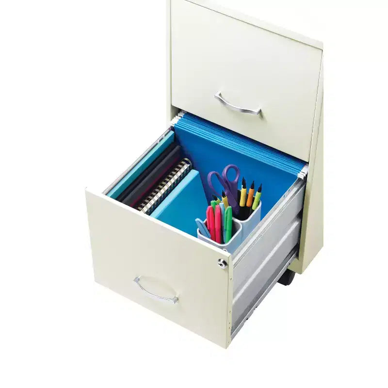 Solutions de rangement Meuble de classement vertical mobile à 2 tiroirs de 45,7 cm de profondeur et de largeur courrier Blanc perle