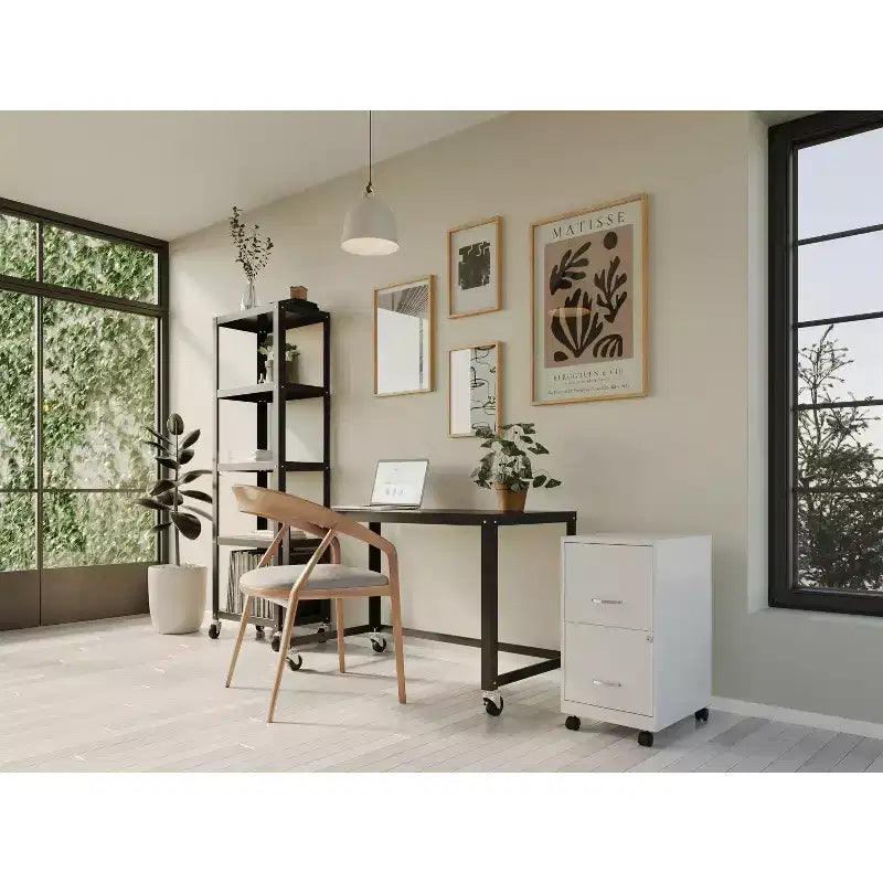 Solutions de rangement Meuble de classement vertical mobile à 2 tiroirs de 45,7 cm de profondeur et de largeur courrier Blanc perle
