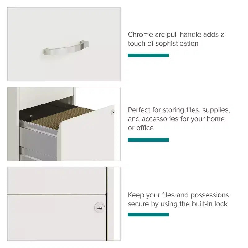 Solutions de rangement Meuble de classement vertical mobile à 2 tiroirs de 45,7 cm de profondeur et de largeur courrier Blanc perle