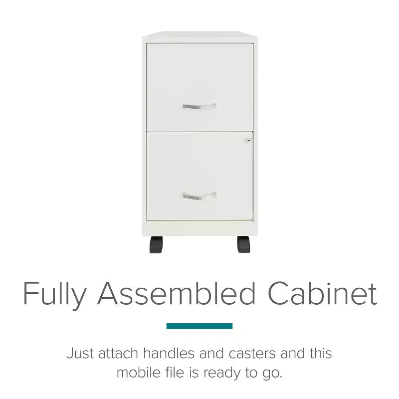 Solutions de rangement Meuble de classement vertical mobile à 2 tiroirs de 45,7 cm de profondeur et de largeur courrier Blanc perle