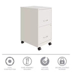 Solutions de rangement Meuble de classement vertical mobile à 2 tiroirs de 45,7 cm de profondeur et de largeur courrier Blanc perle