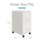 Solutions de rangement Meuble de classement vertical mobile à 2 tiroirs de 45,7 cm de profondeur et de largeur courrier Blanc perle