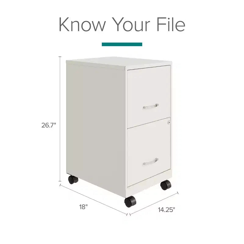 Solutions de rangement Meuble de classement vertical mobile à 2 tiroirs de 45,7 cm de profondeur et de largeur courrier Blanc perle