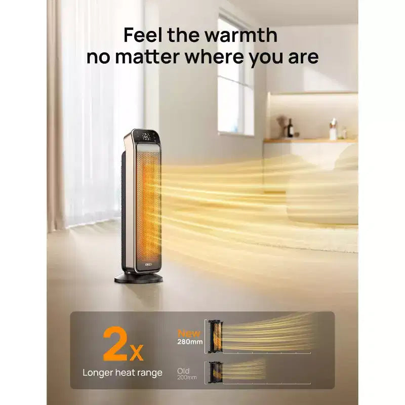 Radiateur soufflant céramique DREO Solaris Max 25" 1500W, oscillant, chauffe rapide et ultra-silencieux, mode ECO, télécommande