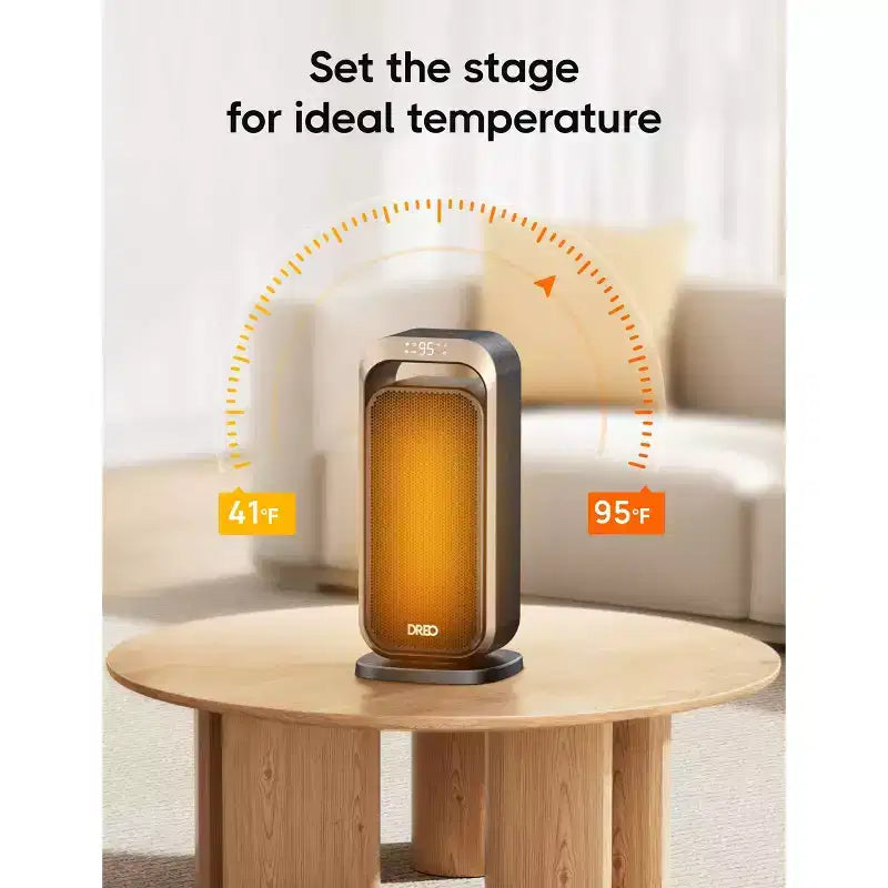 Chauffage d'appoint intérieur Dreo Solaris noir : chauffage colonne en céramique électrique, 1500 W, 5 réglages, ventilé, cadre en acier, 9 à 28 m².