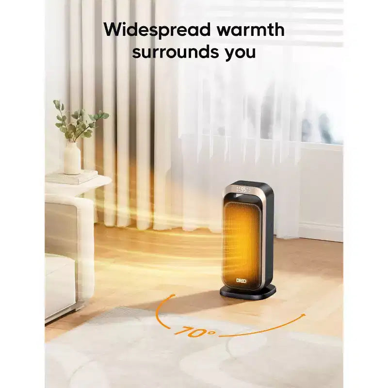 Chauffage d'appoint intérieur Dreo Solaris noir : chauffage colonne en céramique électrique, 1500 W, 5 réglages, ventilé, cadre en acier, 9 à 28 m².