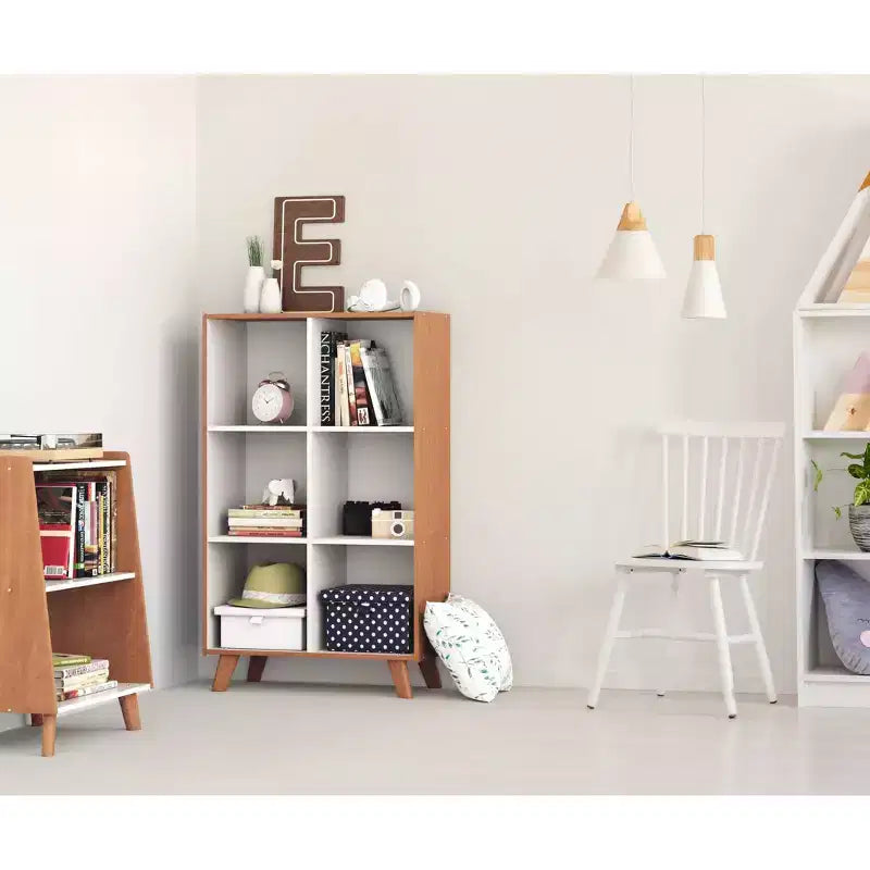 Humble Crew Morgan Bibliothèque Enfant Mid-Century 2 Étagères Bois/Blanc