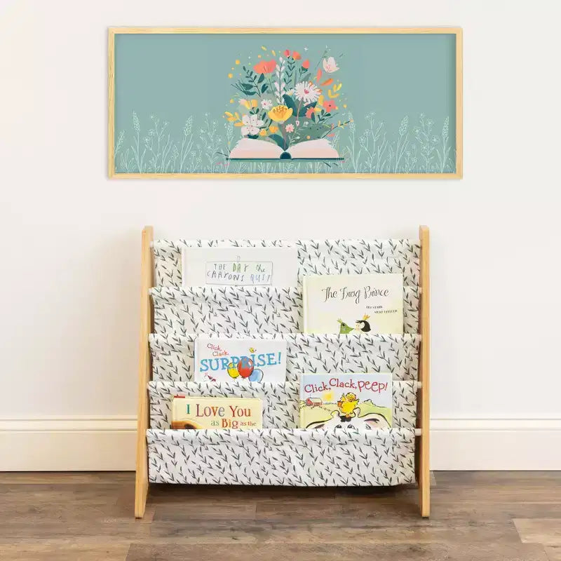 Humble Crew Kids' Spring Bibliothèque pour enfants à 4 niveaux Bois naturel : Cadre en MDF, 4 étagères, 61 cm H, 63,5 cm L, 28 cm P, à partir de 2 ans