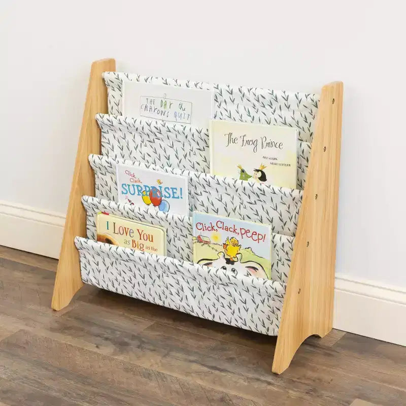 Humble Crew Kids' Spring Bibliothèque pour enfants à 4 niveaux Bois naturel : Cadre en MDF, 4 étagères, 61 cm H, 63,5 cm L, 28 cm P, à partir de 2 ans