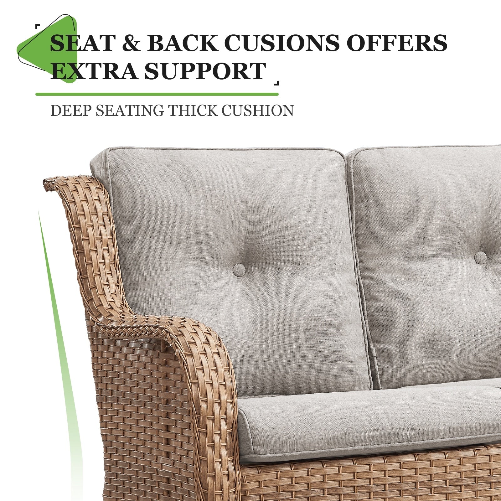 Gymojoy Canapé d'extérieur deux places en rotin Wicker Sofa Set